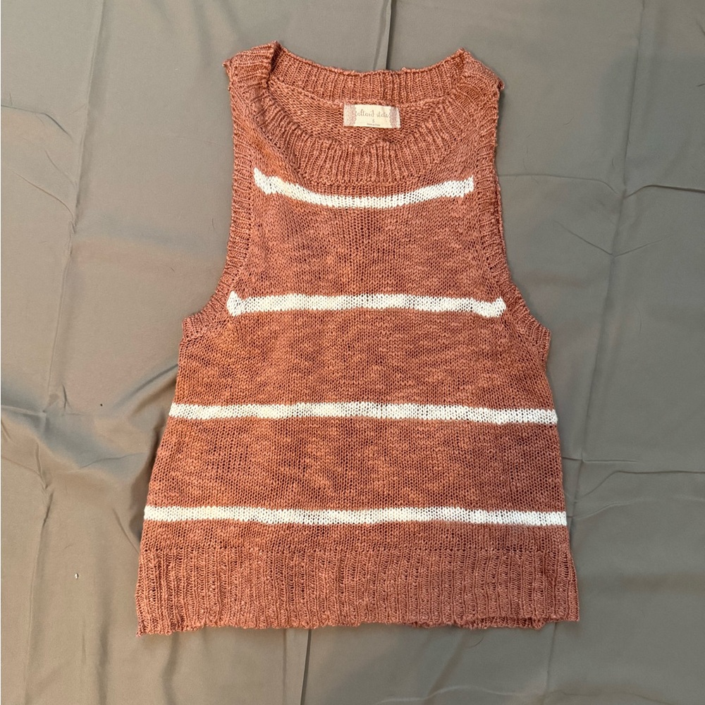 Altar'd State Coral and White Knit Tank Top